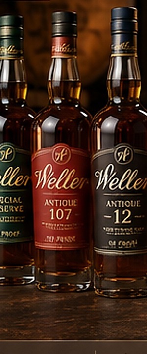 W.L. Weller Antique 107 bottle among the wider Weller lineup