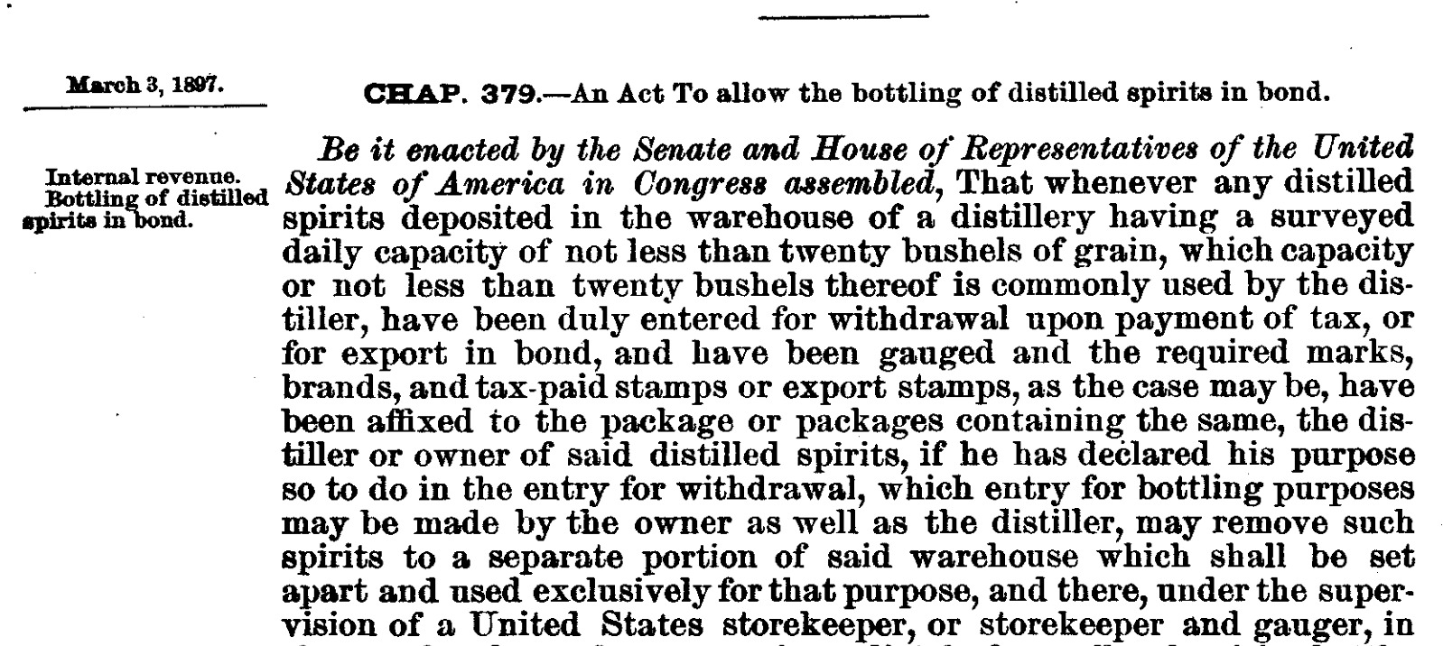 A scan of page 626 of United States Statutes at Large volume 29, showing the running head Fifty-Fourth Congress, Session II, Chapter 379, 1897, and the opening of the Act